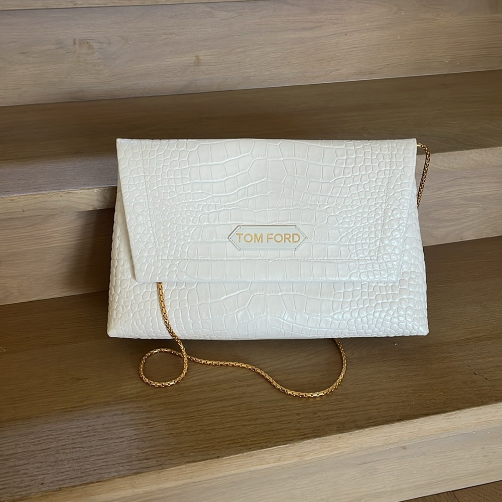 Tom Ford White Croc-Embossed Clutch - Picture 2 of 8